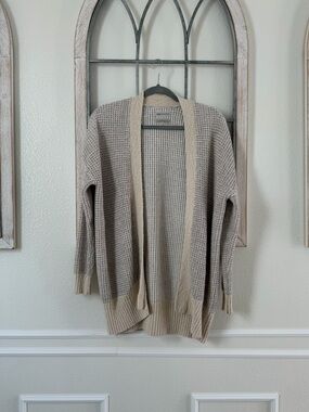 Urban Outfitters Beige and Cream Open-Front Waffle Cardigan